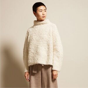 Lauren Manoogian Sherpa Mock Neck Sweater in Tan